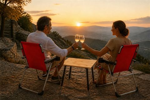 ALPİNE 2 ADET KATLANIR SANDALYE VE MASA SETİ, KIRMIZI
