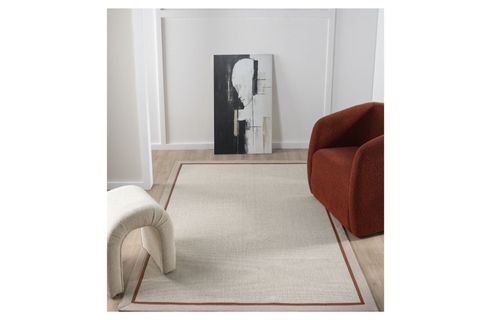 ÇİFT BORDÜRLÜ HASIR DOKULU SİSAL MAKİNE HALISI, KREM, 80X350