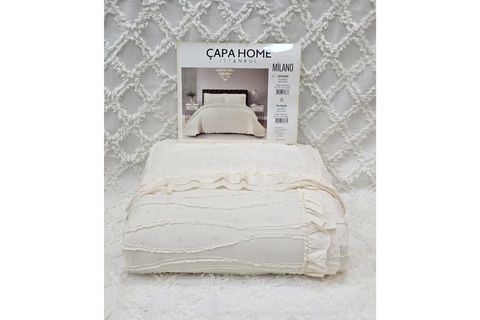 ÇAPA HOME MİLANO ÇİFT KİŞİLİK FIRFIRLI YATAK ÖRTÜSÜ, KREM