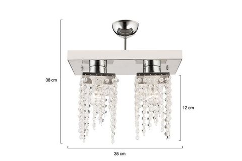 APLİQA NİKOLA İKİLİ KRİSTAL TAŞLI AVİZE, KROM