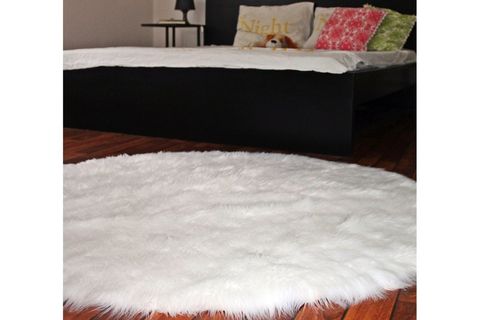 AKRİLİK KUZU POST HALI, YUVARLAK, BEYAZ, 120X120