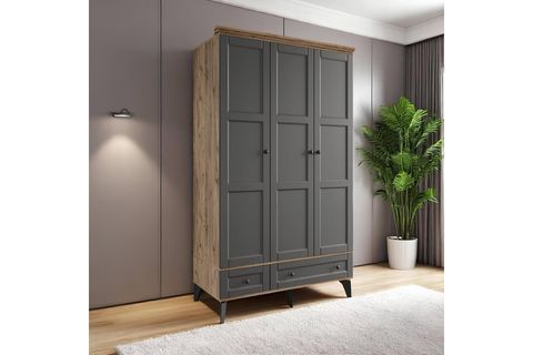 BEYZA GARDIROP, ANTRASİT, 3 KAPAKLI