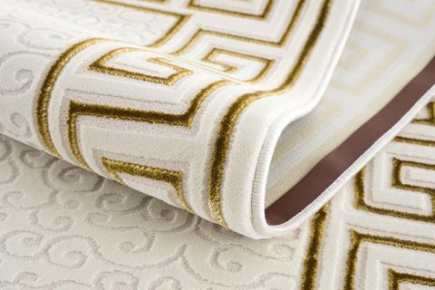 MODERN DESEN KREM GOLD RENK OTURMA ODASI VE SALON HALISI 100X300