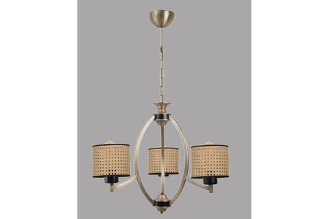 LUMEXX PAUL ÜÇLÜ ESKİTME AVİZE RATTAN ABAJURLU