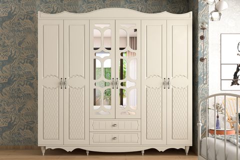 RABİ CANSU COUNTRY GARDIROP, BEYAZ, 6 KAPAK 2 ÇEKMECELİ