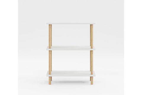 BUKİ DEKORATİF AHŞAP AYAKLI KİTAPLIK, 3 RAFLI, BEYAZ