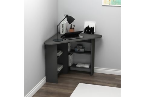 CORNER KÖŞE RAFLI ÇALIŞMA BİLGİSAYAR MASASI, ANTRASİT