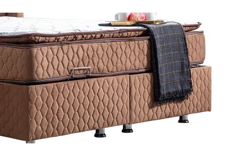 NİCE BAZA BAŞLIK VE REAL PEDLİ YATAK SETİ, AÇIK KAHVERENGİ, 90X200