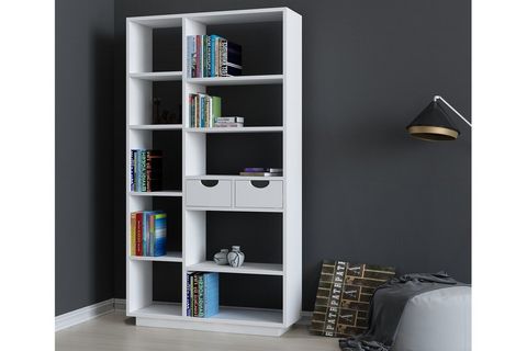 ARNETTİ LUMA 10 BÖLMELİ 2 DOLAPLI MODERN KİTAPLIK BEYAZ - LUMA