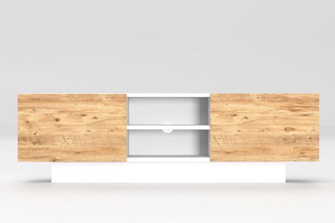 DORA ÇİFT KAPAKLI TELEVİZYON SEHPASI, BEYAZ ÇAM KAPAK 140