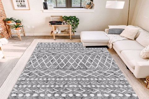 JUNGLE HALI BOHO İSKANDİNAV MODEL GRİ RENK DEKORATİF HALI 120X175