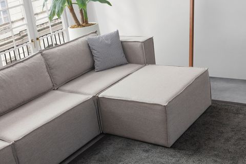 SOFT SIRT MİNDERLİ KİTAPLIKLI MODÜLER KÖŞE KOLTUK TAKIMI, KETEN, KREM