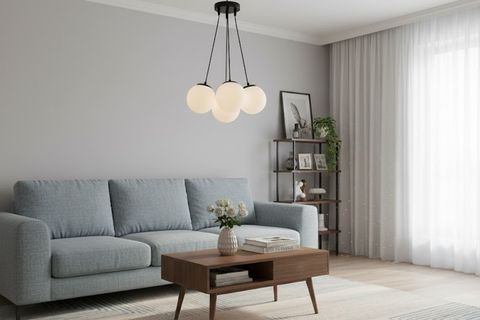 GLASS WORLD AVİZE, SİYAH BEYAZ, ALTILI