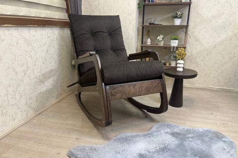 KONTES SALLANAN SANDALYE, ACI KAHVE, KOYU CEVİZ AYAK