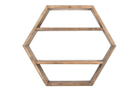 DOĞAL AHŞAP PETEK ALTIGEN DUVAR RAFI