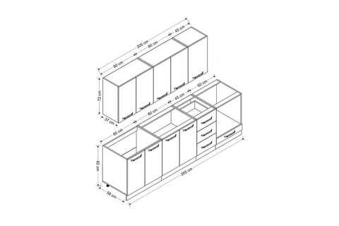 MİNAR ASSOS 265 CM MUTFAK DOLABI BEYAZ 265-B3