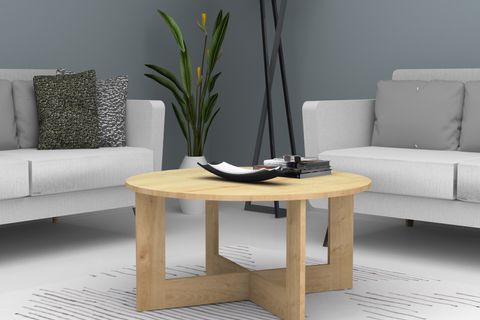 KATİ ORTA SEHPA, MEŞE, 80 CM