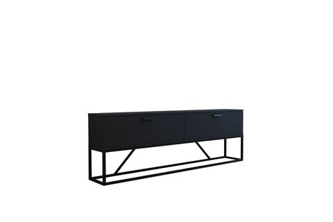 VANDA METAL AYAKLI TV SEHPASI, WOOD SİYAH, 2 KAPAKLI