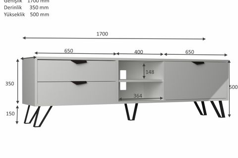 JASMİNE TV ÜNİTESİ, BEYAZ, 170 CM