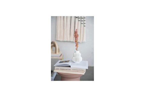 SERAMİK VAZO DEKORATİF BEYAZ SALON KONSOL DEKORU 14 CM