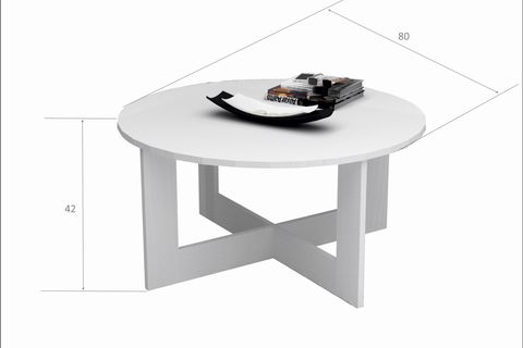 KATİ ORTA SEHPA, BEYAZ, 80 CM