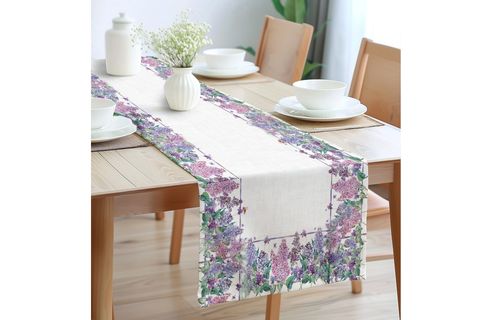 FLORA LİLA PAMUKLU MASA RUNNER, 0058 50X150 CM