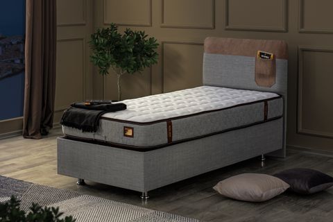 HAPPY BAZA BAŞLIK VE ORTHOSOFT YATAK SETİ, KAHVERENGİ, 90X200