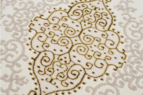 KLASİK DESENLİ KREM GOLD RENK MODERN OTURMA ODASI VE SALON HALISI 150X233