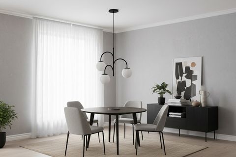 YAĞMUR SİYAH AVİZE, ÜÇLÜ BEYAZ CAMLI