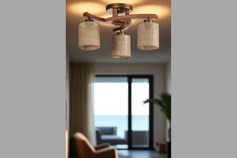 WESTON ÜÇLÜ NATUREL PETEK ABAJURLU PLOFONYER AVİZE