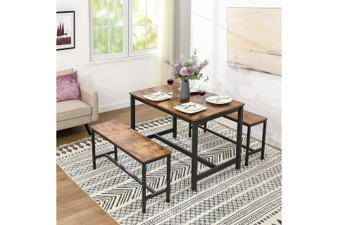 BARO SİYAH METAL AHŞAP BENCH, 2 ADET