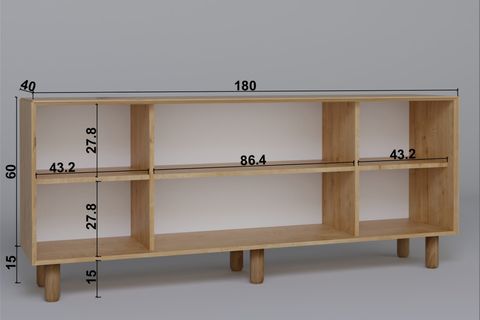 BOHEM SERİSİ NATURA PVC HASIR DESEN KONSOL, CEVİZ MEŞE, 2 KAPAKLI