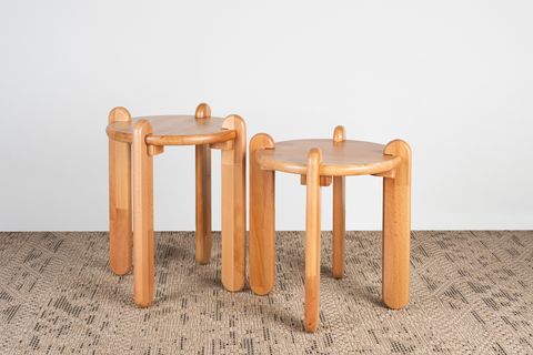 LUMO MASİF KAYIN AHŞAP İKİLİ YAN SEHPA , NATURAL