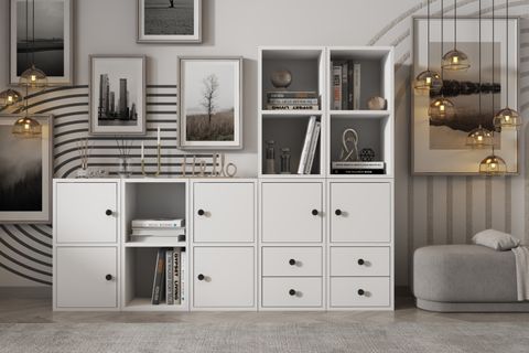 LEKSA 6 KAPAKLI ÇEKMECELİ KİTAPLIK 165 CM BEYAZ KTP-1441-Ç