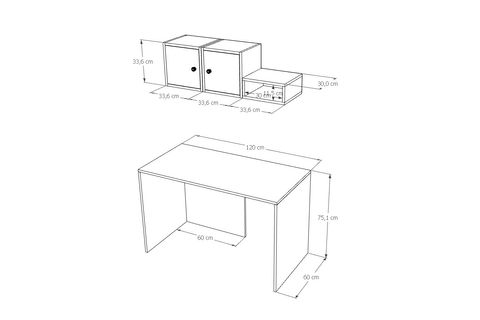 LUMA MODÜL DUVARA MONTE ÇALIŞMA MASASI, 2 KAPAKLI