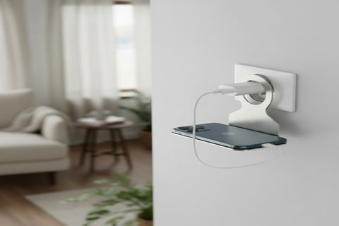 PASLANMAZ ÇELİK MONTESİZ TELEFON TUTUCU ASKI, GÜMÜŞ GRİ, 10X8 CM