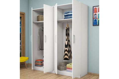 DEKORSTİLİM MDF GARDIROP, 4 KAPILI, BEYAZ