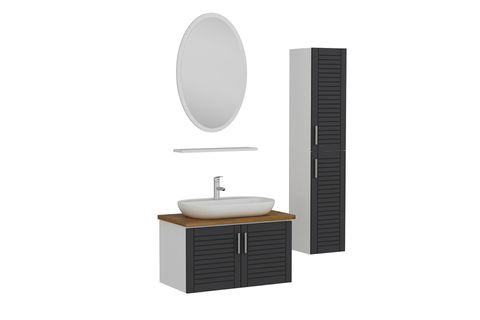 VERA BANYO DOLABI AS2K63, BEYAZ ANTRASİT, 85CM