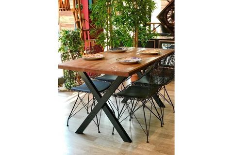 WOODEN DUMANO X MASA VE SANDALYE TAKIMI, CEVİZ, 140X80