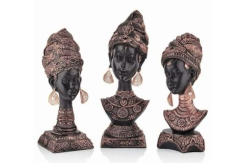 ZENCİ KIZLAR HEYKELİ ÜÇLÜ SET