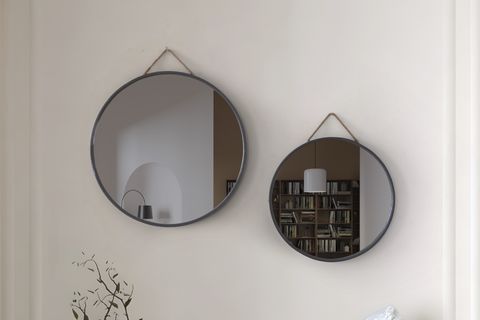 MİRORA İKİLİ YUVARLAK DEKORATİF DUVAR AYNASI, ANTRASİT, 60-48 CM