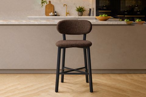 TERA BAR MUTFAK SANDALYESİ, KROM KAPLAMA AYAKLI, KAHVE