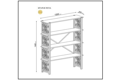 WOOD'N LOVE HEMERA FERFORJE METAL KİTAPLIK ATLANTİK ÇAM SİYAH