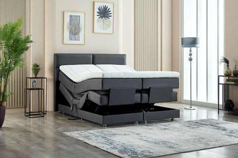 NİVO KUMANDALI BAZA BAŞLIK YATAK SETİ, ANTRASİT, 90X200