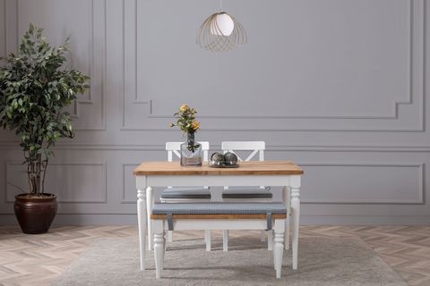 HİSAR AHŞAP MASA VE BENCH TAKIMI, 110X70