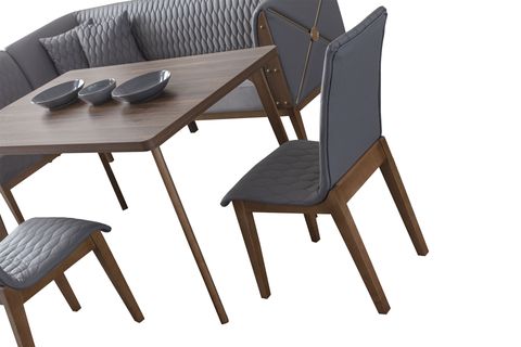 LİNA MUTFAK MASA TAKIMI, 1 MASA 1 KÖŞE TAKIM 2 SANDALYE , GRİ