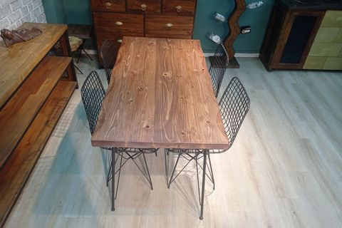 ALAÇATI FİRK DOĞAL AHŞAP YEMEK MASASI TAKIMI