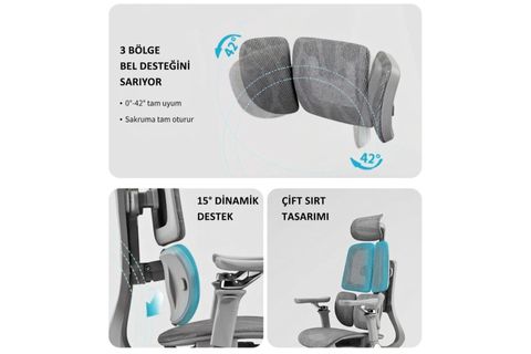 GUSTO 6D OYUNCU, YÖNETİCİ, ÇALIŞMA KOLTUĞU, GRİ
