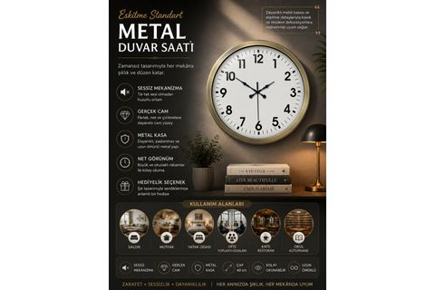 ESKİTME STANDART METAL KLASİK DUVAR SAATİ 40 CM
