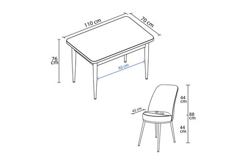 LİFE MUTFAK MASA TAKIMI 4157, 2 SANDALYE BEYAZ, 70X110